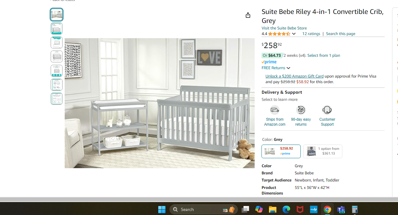 Suite Bebe Barnside 4-in-1 Convertible Crib in Vintage Chestnut