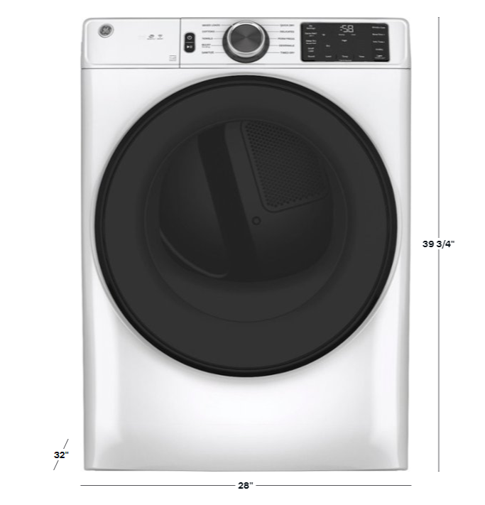 GE® ENERGY STAR® 7.8 cu. ft. Capacity Smart Front Load Gas Dryer with Sanitize Cycle GFD55GSSNWW