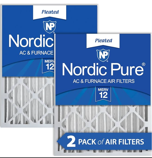 Nordic Pure 16x20x4 (15_1/2 x 19_1/2 x 3_5/8) Pleated MERV 12 Air Filters 2 Pack