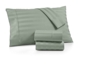 Aq Textiles Bergen House Stripe 100% Certified Egyptian Cotton 1000 Thread Count 4 Pc. Sheet Set, Queen Bedding