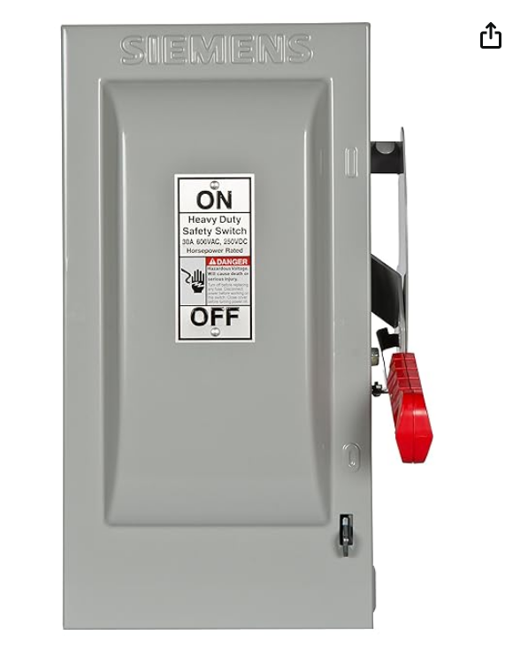 Siemens HF361 30-Amp 3 Pole 600-volt 3 Wire Fused Heavy Duty Safety Switches