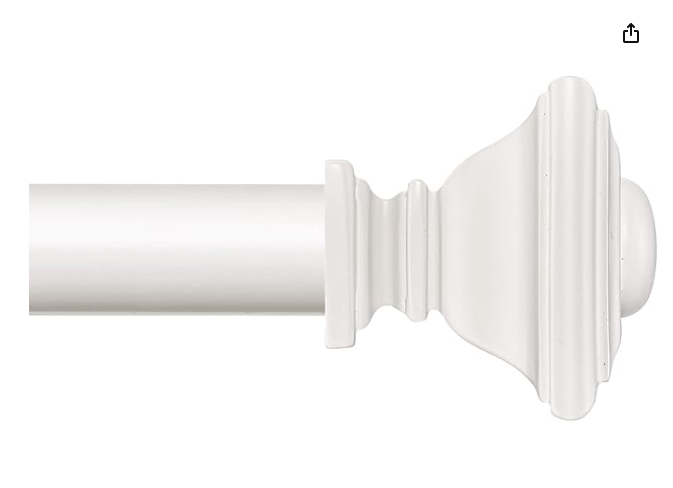 BRIOFOX White Curtain Rods-Long Adjustable Curtain Rod for Windows 72 to 144 inch,1 Inch Thicken Single Curtain Rods,with Decortive Square Finials Drapery Rods