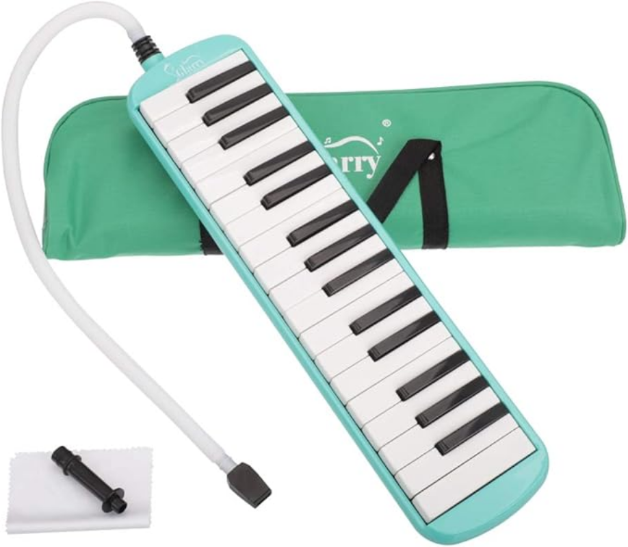 Glarry 32-Key Melodica with Mouthpiece & Hose & Bag Green