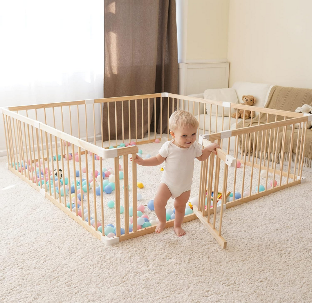 GGF Wooden Baby Gate & Baby Playpen (63 * 47 * 24inch)