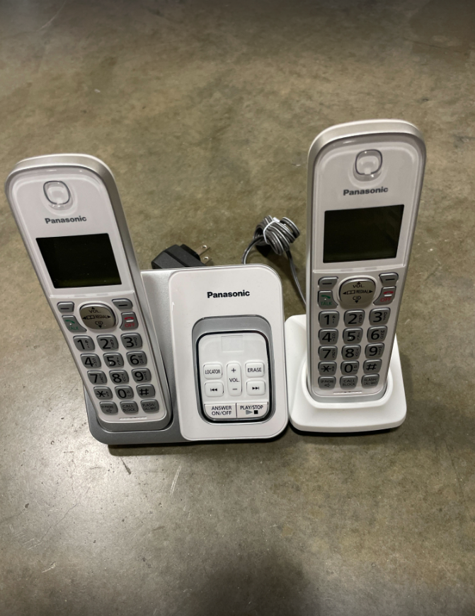 Cordless Phone with Answering Machine and Smart Call Block - 2 Cordless Handsets - KX-TGD532W (White/Silver) Panasonic DECT 6.0 Expandable