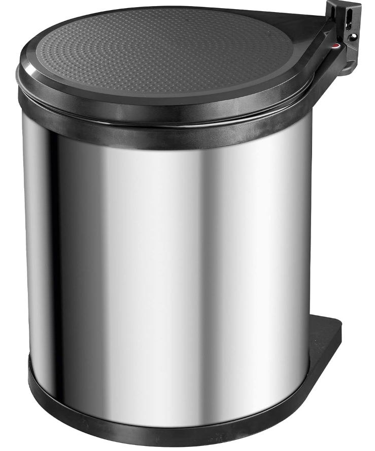 Hailo Compact-Box M Trash Can, 4 Gallon, Lid-Lift, Small Kitchen Bin, Stainless Steel