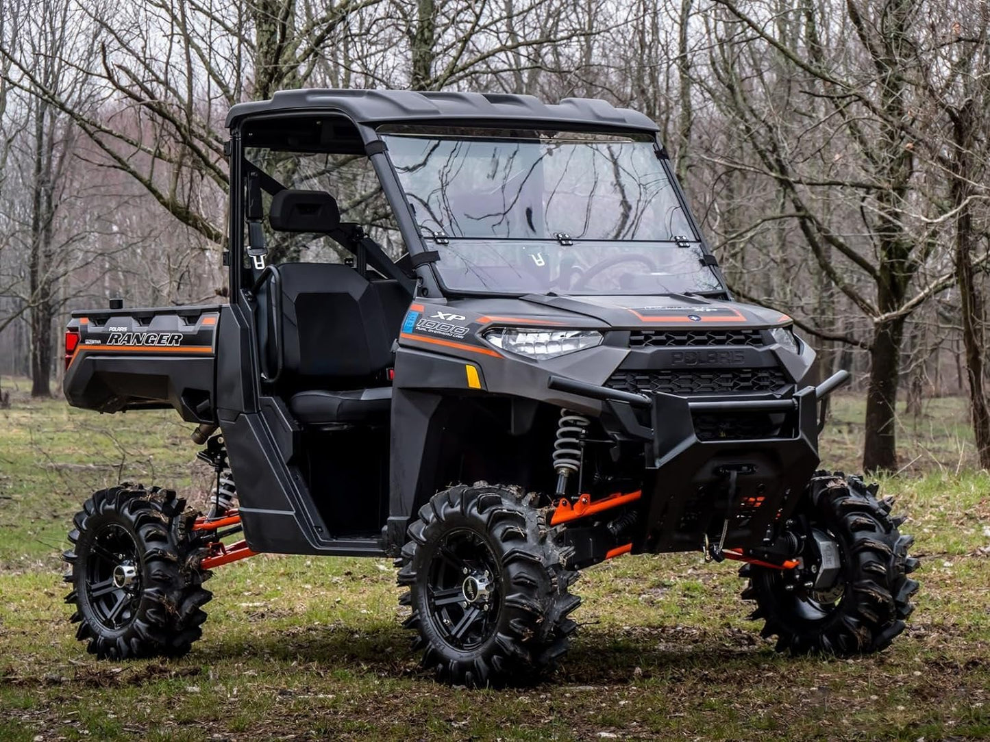 SuperATV Scratch Resistant Flip Down Front Windshield for Polaris Ranger XP 1000