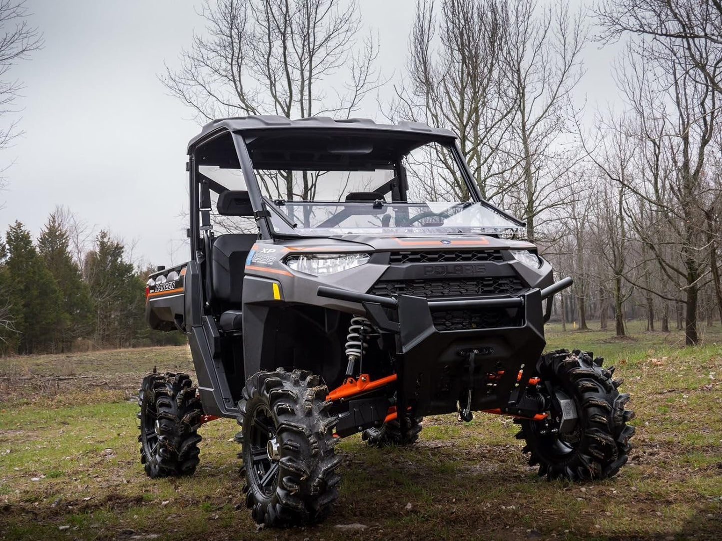 SuperATV Scratch Resistant Flip Down Front Windshield for Polaris Ranger XP 1000