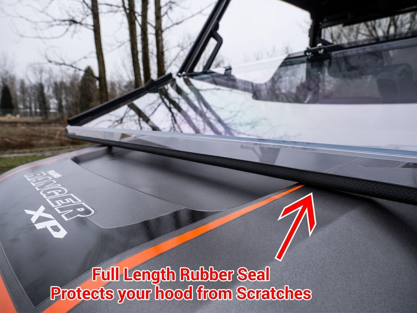 SuperATV Scratch Resistant Flip Down Front Windshield for Polaris Ranger XP 1000