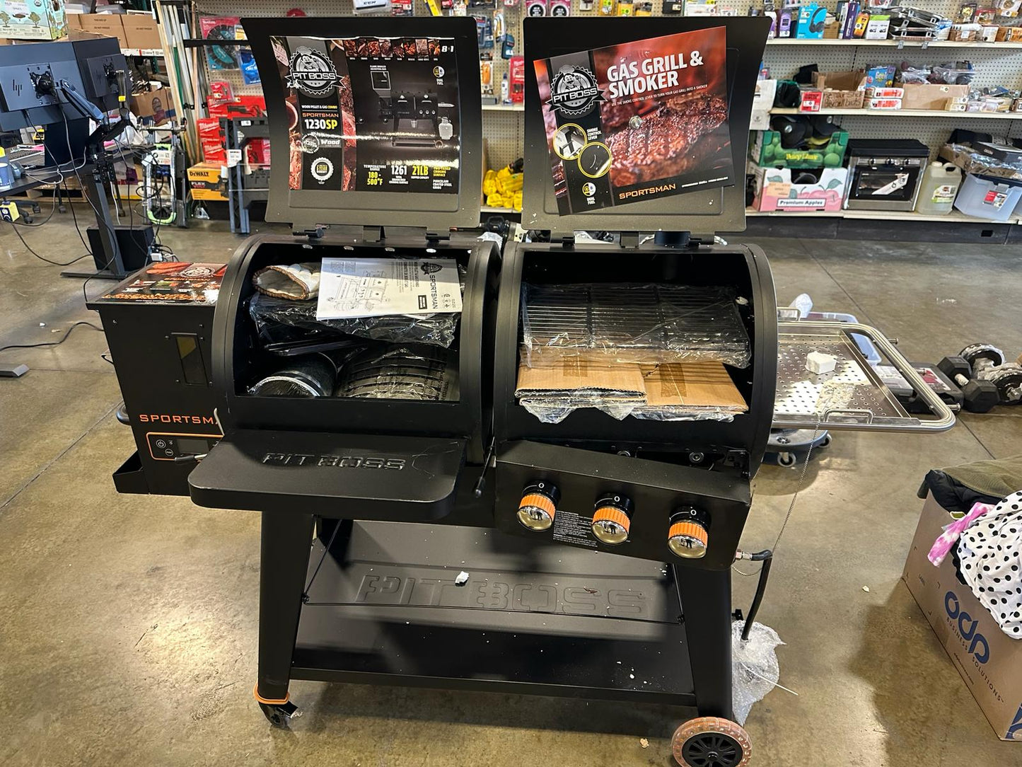 Slightly Damaged Pit Boss PB1230SP Wood Pellet and Gas Combo Grill, Black