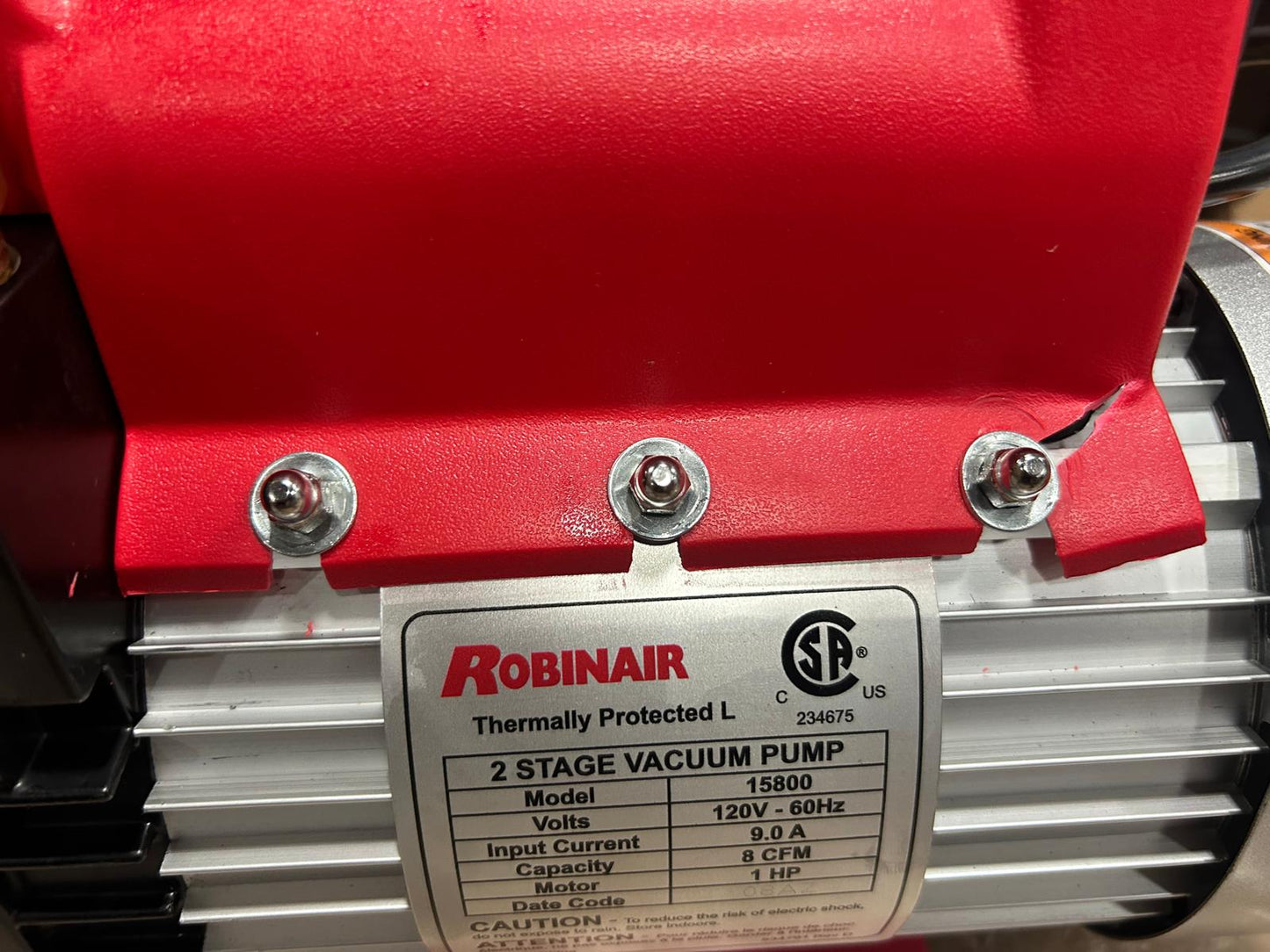 Robinair 15800 VacuMaster Economy Vacuum Pump - 2-Stage, 8 CFM, CHROME,Red/Silver (look at the pictures)