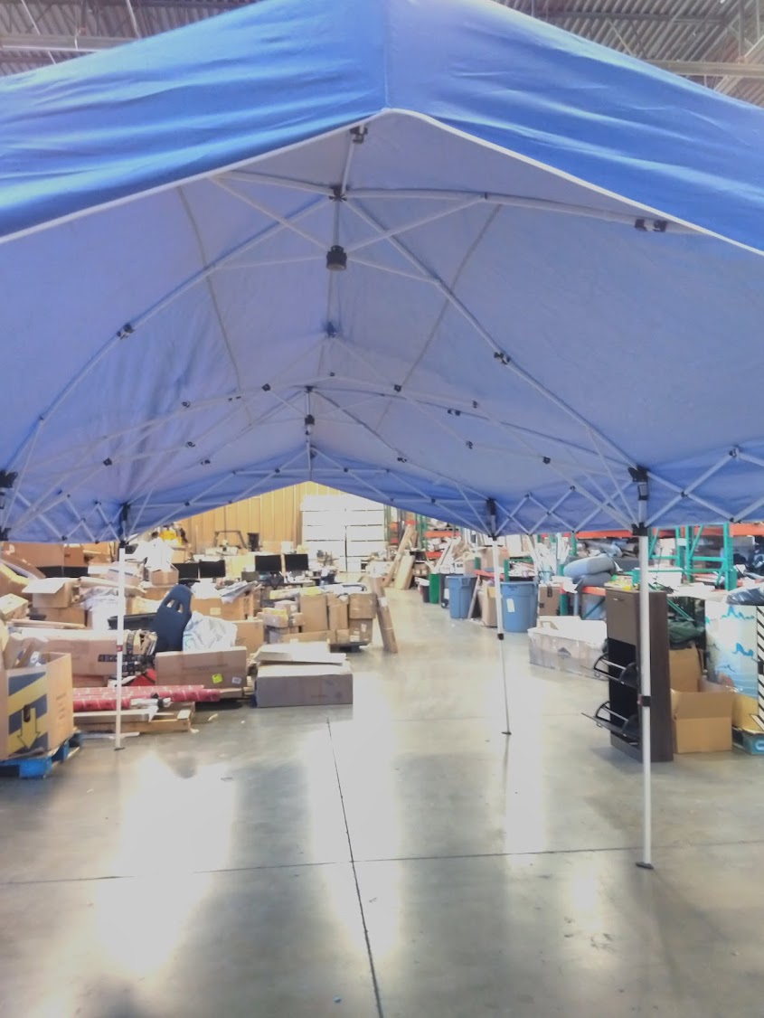 King Canopy GOLIATH 10X20 WHITE FRAME Instant Pop Up Tent w/ BLUE Cover - Used