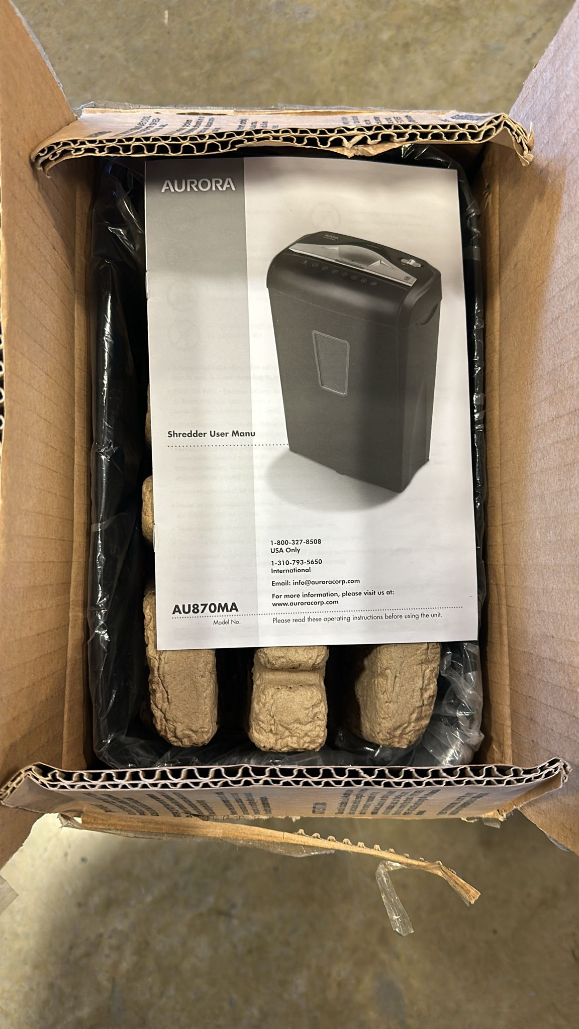 Aurora AU870MA High-Security 8-Sheet Micro-Cut Paper Credit Card Shredder Black