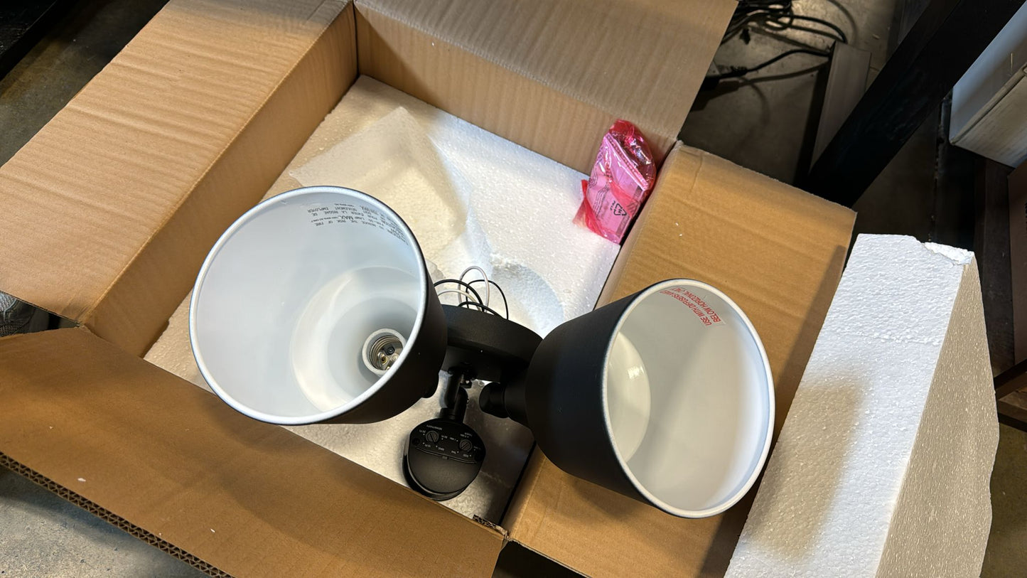 Generation Lighting 8560702PM-12 2 Light Flood Light with Photo and Motion Sensor, Black Finish with Black MetalShade