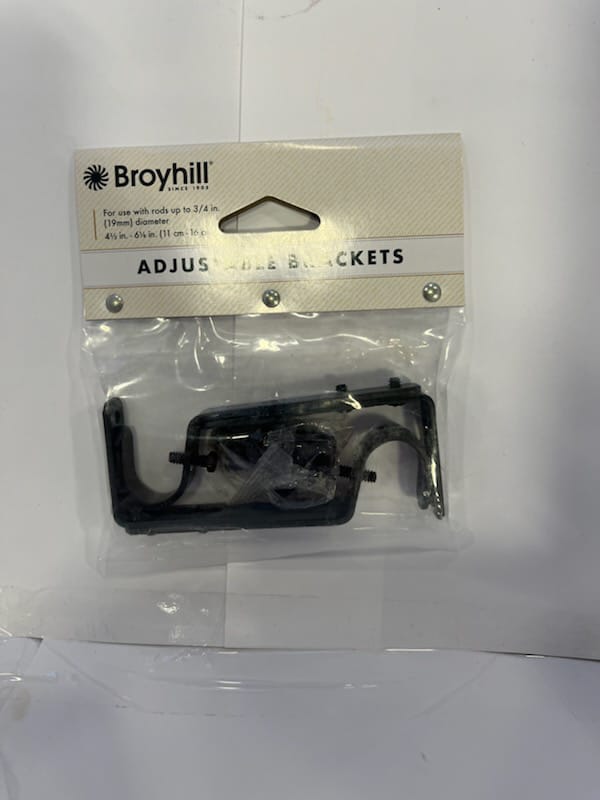 Broyhill Adjustable Brackets Metal Hardware For Use With 3/4" Dia Rods Black
