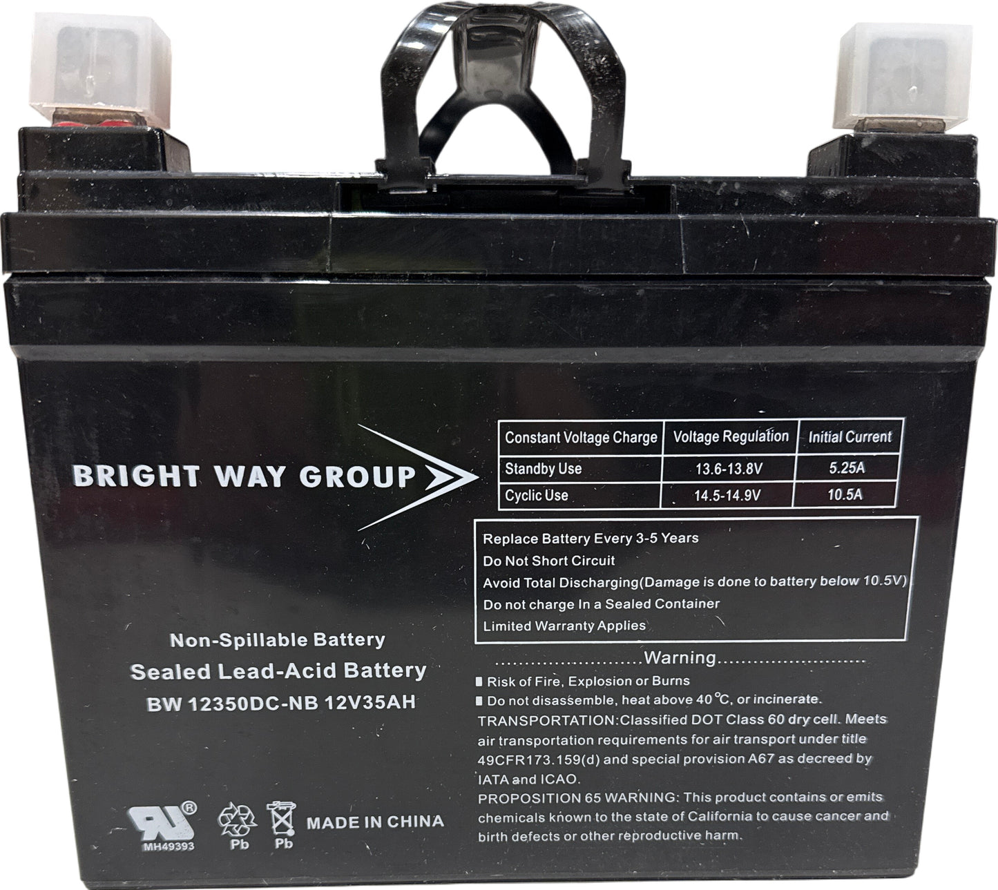 Bright Way Group U1 12V 35AH SLA Battery NB Terminal