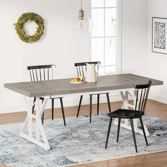 Tribesigns Farmhouse 71" Rectangular Wood Kitchen Dining Table for Dining Room