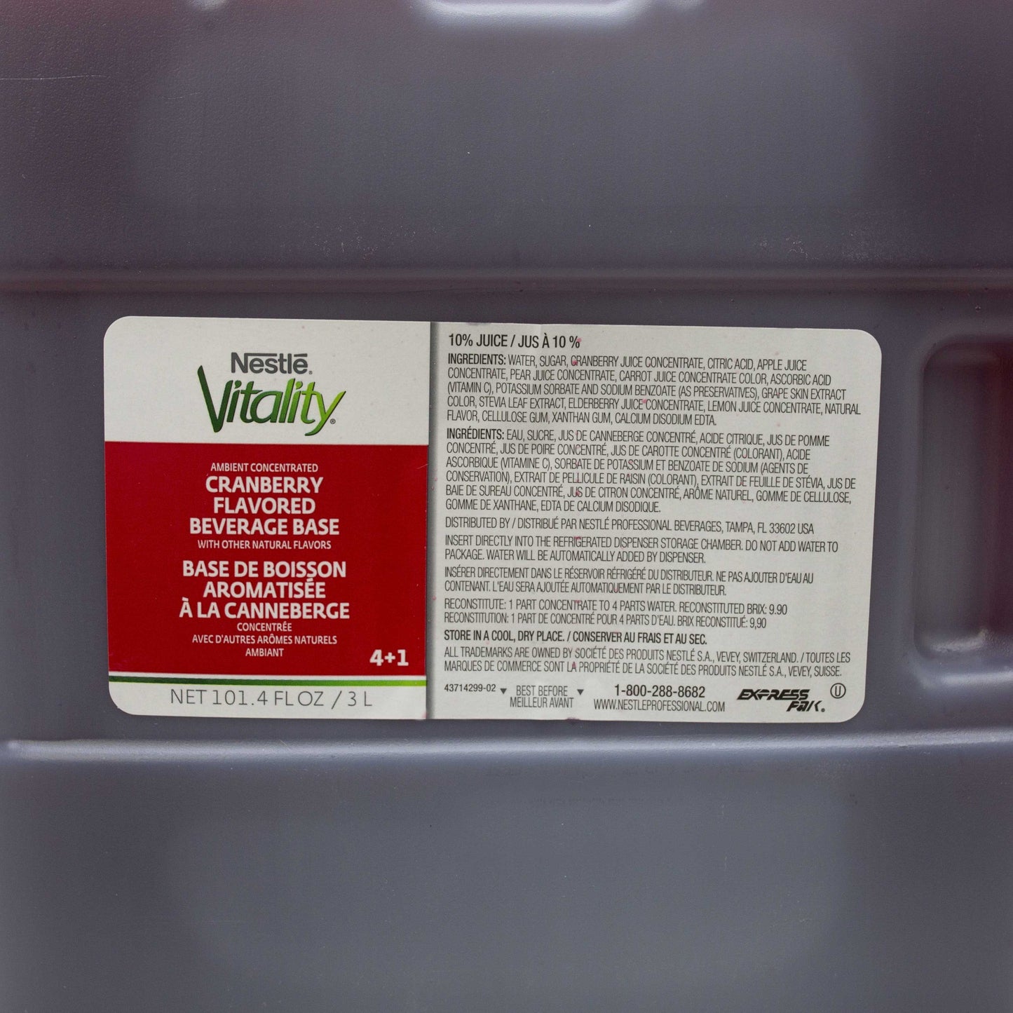 Nestle Vitality Cranberry Juice Concentrate, 3 Liter Bottle -- 3 per case