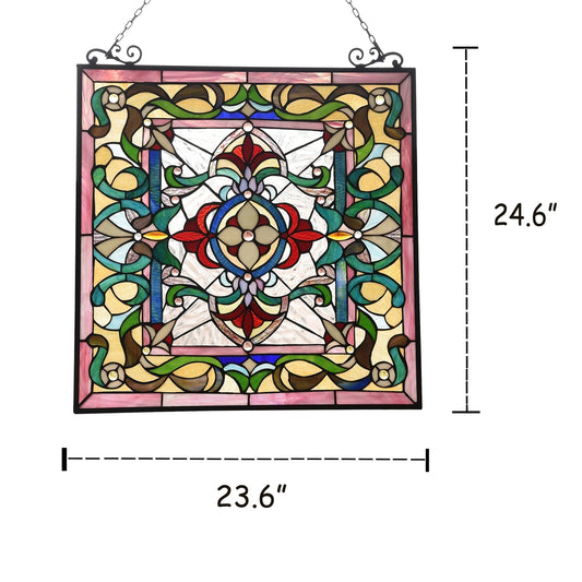 CHLOE Lighting AYLEE Tiffany-style Victorian Design Window Panel 24" x 25"