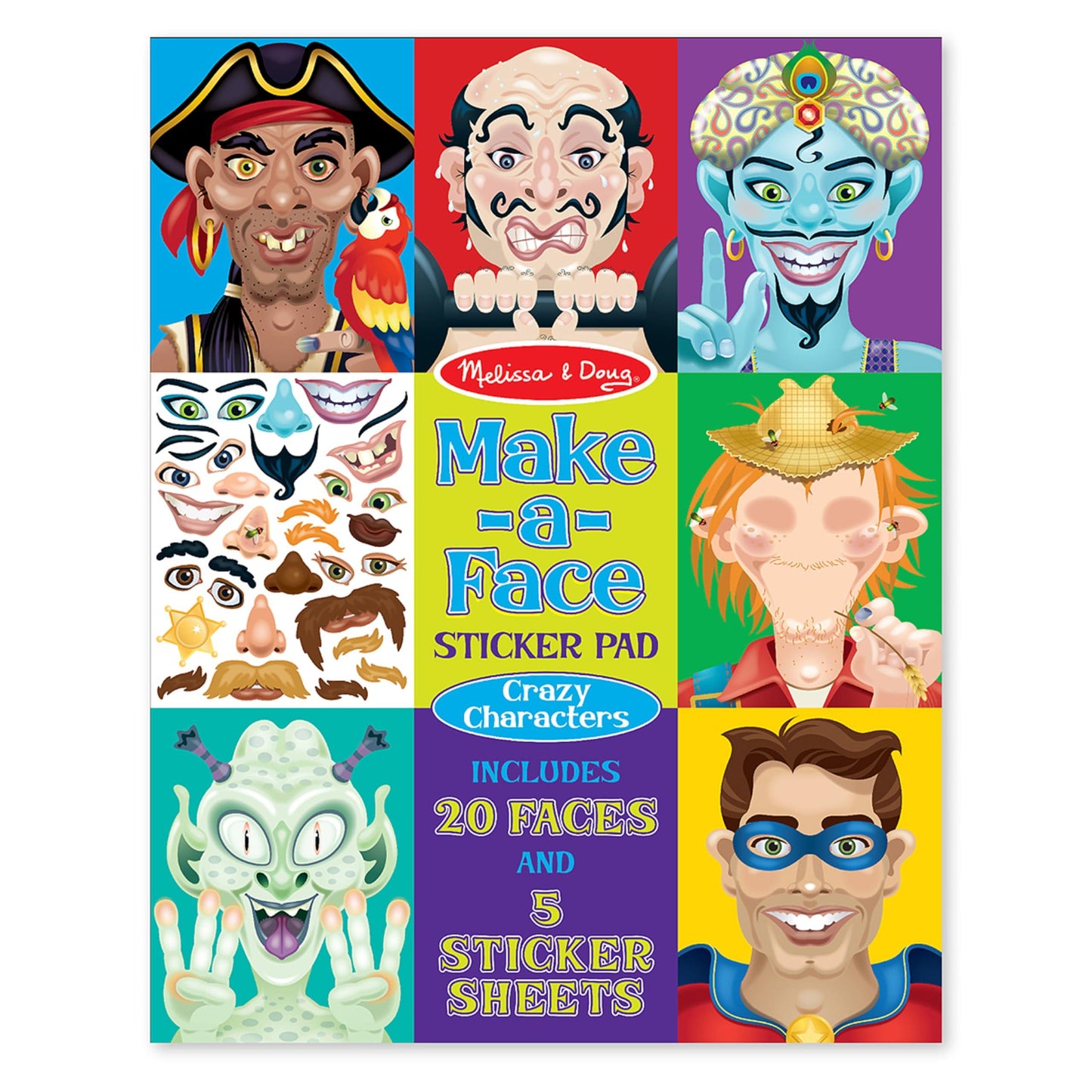 Melissa & Doug Make-a-Face Sticker Pad - Crazy Characters, 20 Faces, 5 Sticker Sheets