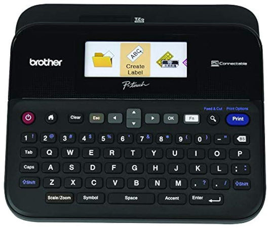 Slightly Used Brother P-Touch Label Maker, PC-Connectable Labeler, PTD600, Color Display, High-Resolution PC Printing, Black, Black/Gray