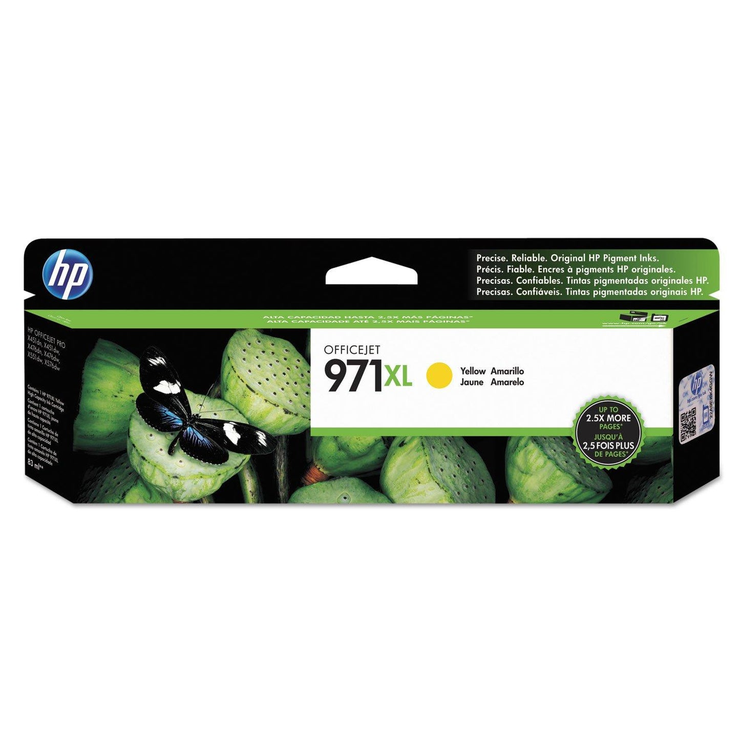 HP 971X | PageWide Cartridge High Yield | Yellow | Works with HP OfficeJet Pro X451, X476, X551, X576 | CN628AM