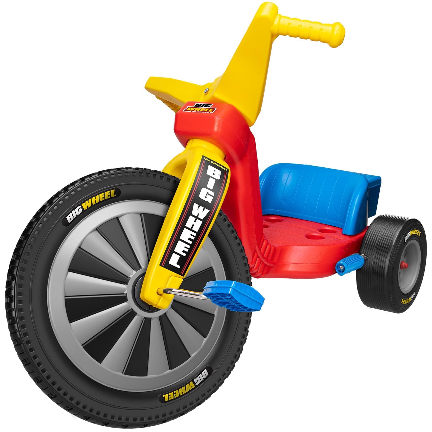 Schylling Big Wheel Big Spin - Original Classic Ride On Bike - Low-Riding Tricycle with Handbrake, Storage Compartment, Adjustable Seat - Kids 3-7 Years Old up to 70 lbs