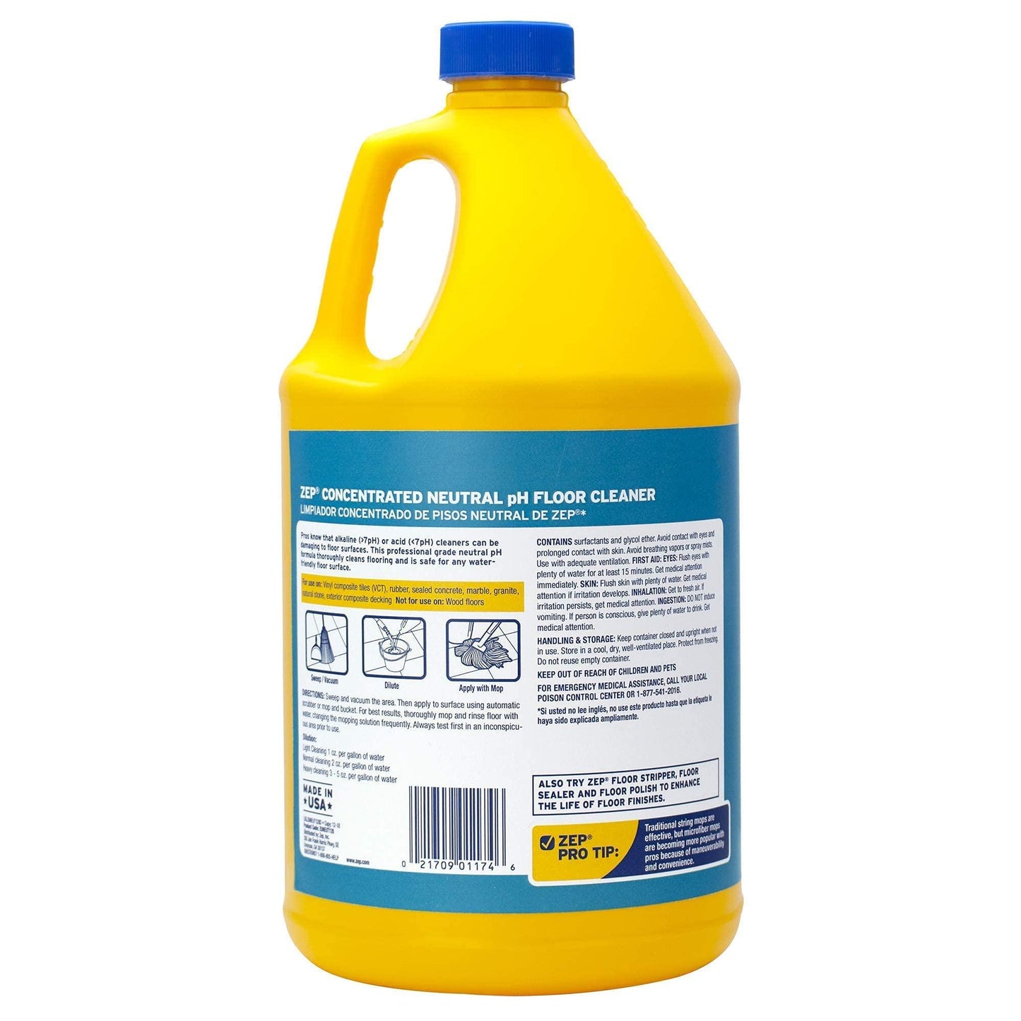 Zep Neutral PH Industrial Floor Cleaner - 1 Gallon - ZUNEUT128 - Concentrated Pro Trusted All-Purpose Floor Cleaner