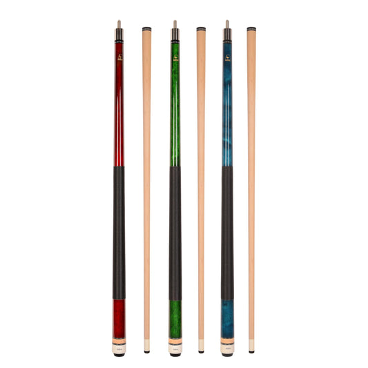 Aska L2 Billiard Pool Cue Sticks, 58" Hard Rock Canadian Maple, 5/16x18 Joint, 13mm Hard Tip, Mixed Weights and Colors