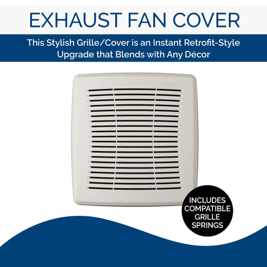 Broan-NuTone FGR101S Replacement Square Bathroom Ventilation Exhaust Fan Grille Cover, White