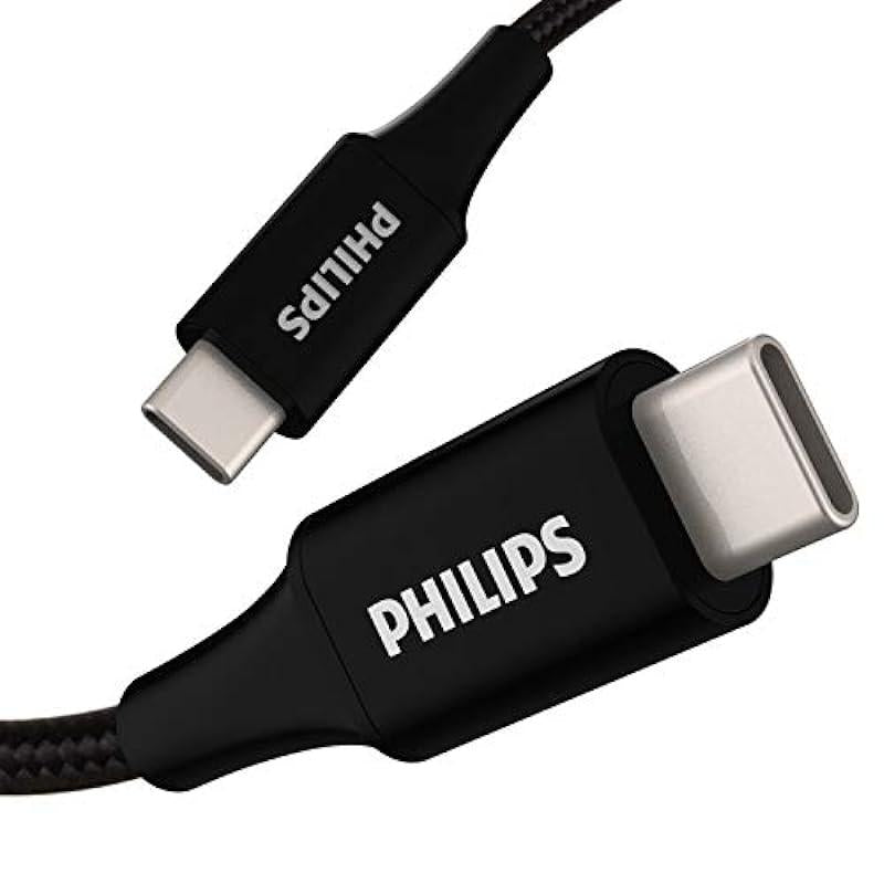 Philips Accessories Elite USB-C Cable, 6ft, Braided Cord, Compatible with iPad Pro, MacBook Pro, MacBook Air, Samsung Galaxy S21/S10/S9/S8/Plus, Google Pixel 5/C/3/2/XL, Black, DLC6201C/37