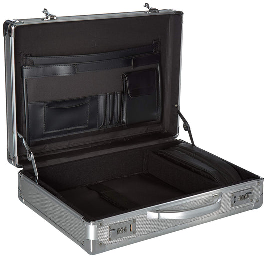 Solo Fifth Avenue Aluminum Attaché Briefcase With Combination Locks, Silver