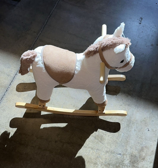 Rock My Baby Plush Rocking Horse (White)