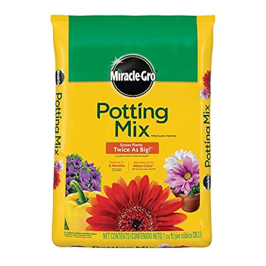 Miracle-Gro Potting Mix, Potting Soil for Indoor and Outdoor Container Plants, Enriched with Plant Food, 1 cu. ft.