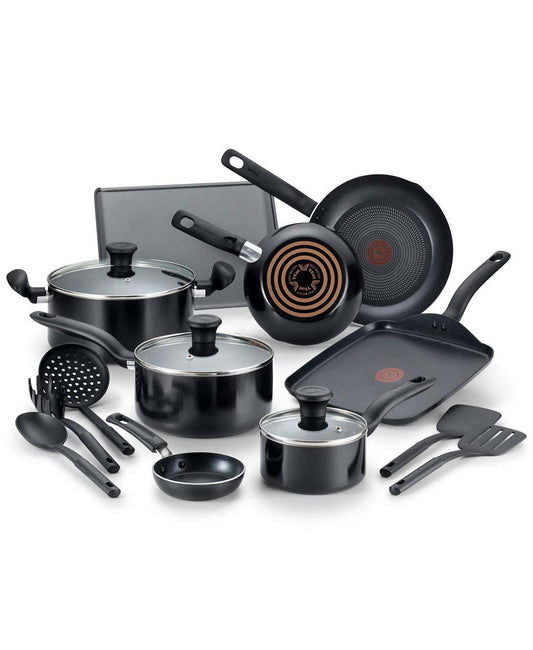 T-FAL Culinare Nonstick Black 16 Pc. Cookware Set