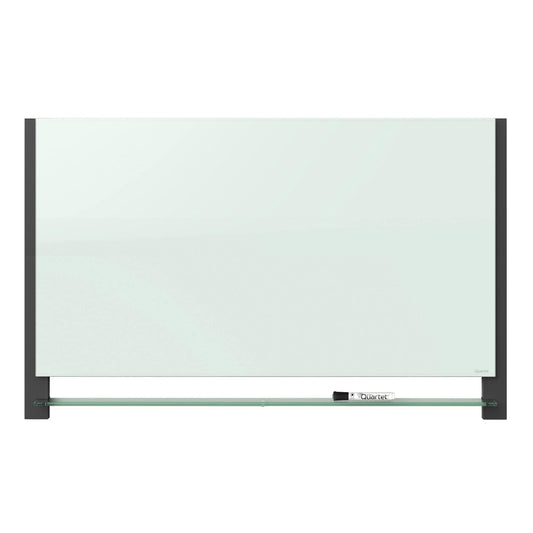 Quartet Glass Whiteboard, Magnetic Dry Erase White Board, 39" x 22", Wide Format with Invisible Mount, Black Aluminum Frame, Evoque (G3922BA)