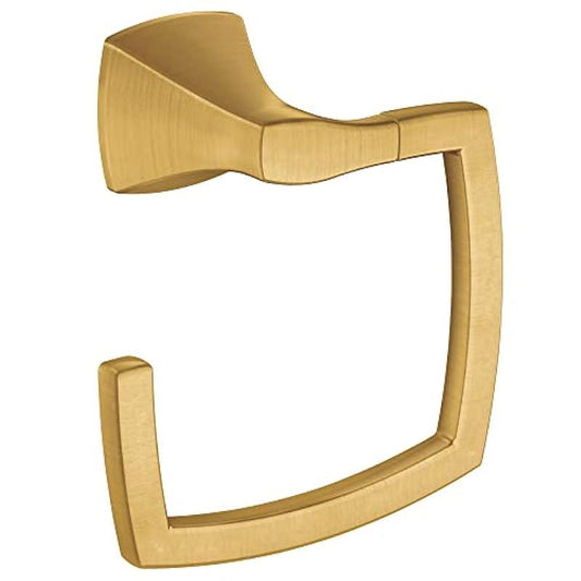 Moen Voss Brushed Gold Bathroom Towel Ring, Modern Wall Mounted Bathroom Towel Hanger, YB5186BG