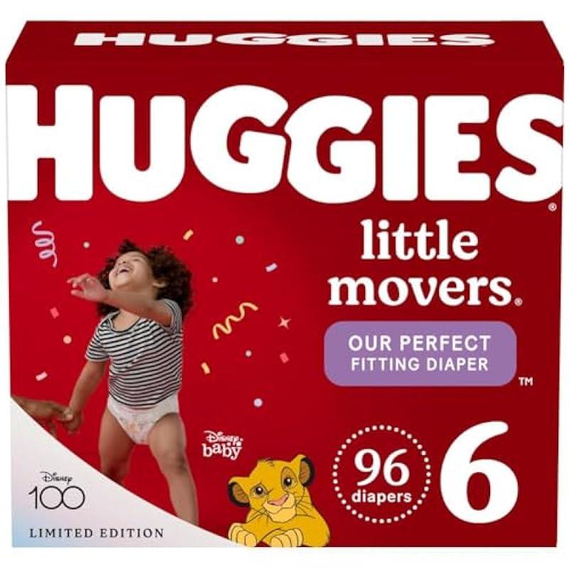 Huggies Size 6 Diapers, Little Movers Baby Diapers, Size 6 (35+ lbs), 96 Ct (2 Packs of 48), Packaging May Vary