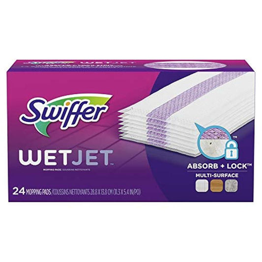 Swiffer WetJet Hardwood Floor Cleaner Spray Mop Pad Refill, Multi Surface, 24 Count