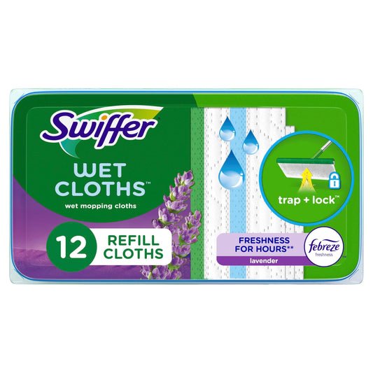 Swiffer Sweeper Wet Mop Pad Refills Floor Mop with Febreze Lavender Scent 12pk