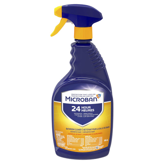 MICROBAN 24 Hour Bathroom Cleaner and Sanitizing Spray, Citrus Scent, 32 fl oz