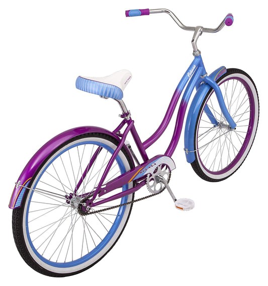 Kulana Lakona Shore Adult Beach Cruiser Bike, 26-Inch Wheels, Single Speed, Blue/Purple