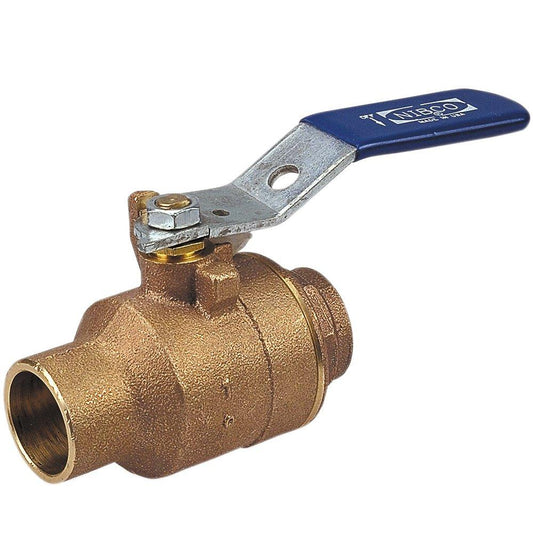 NIBCO S-585-70 Cast Bronze Ball Valve, Two-Piece, Lever Handle, 1" Female Solder Cup