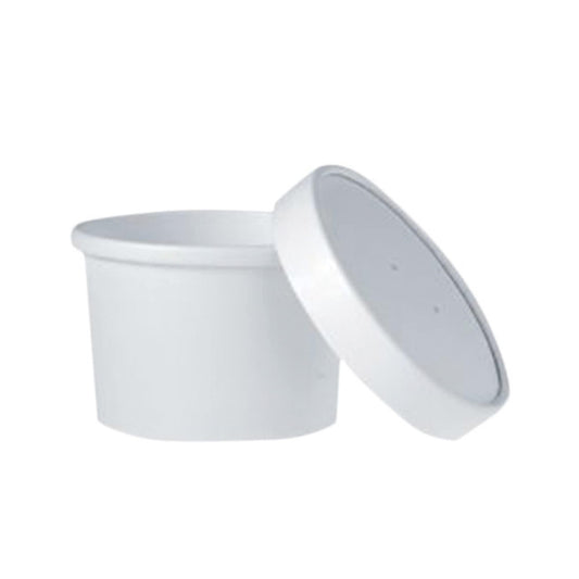 Solo KHB8A-2050 8 oz White Paper Food Container And Lid (Case of 250 Containers w/Lids)