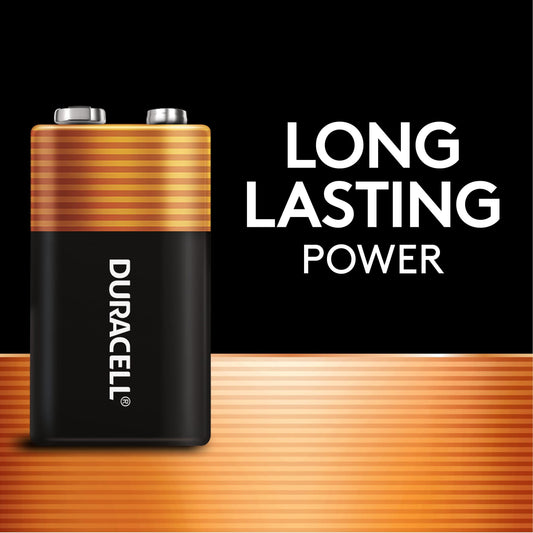 Duracell Coppertop 9V Battery, 4 Count Pack, 9-Volt Battery with Long-lasting Power, All-Purpose Alkaline 9V Battery for Household and Office Devices