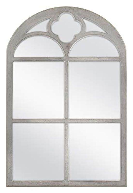 MCS Crested Arch Windowpane Wall Mirror, Gray