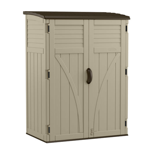 Suncast 54 Cubic Feet Vertical Storage Shed with Durable Plastic Construction, Multiple Wall Panels and Ample Space for Outdoor Storage