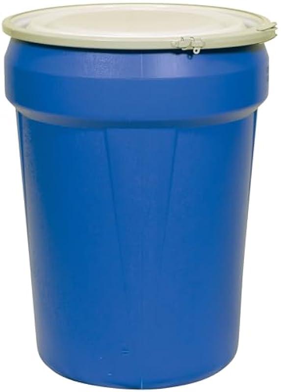 Eagle 30 Gallon High Density Polyethylene Lab Pack Barrel Drum with Metal Lever-lock Lid, 28.5" Height, 21.25" Diameter, Blue, 1601MB