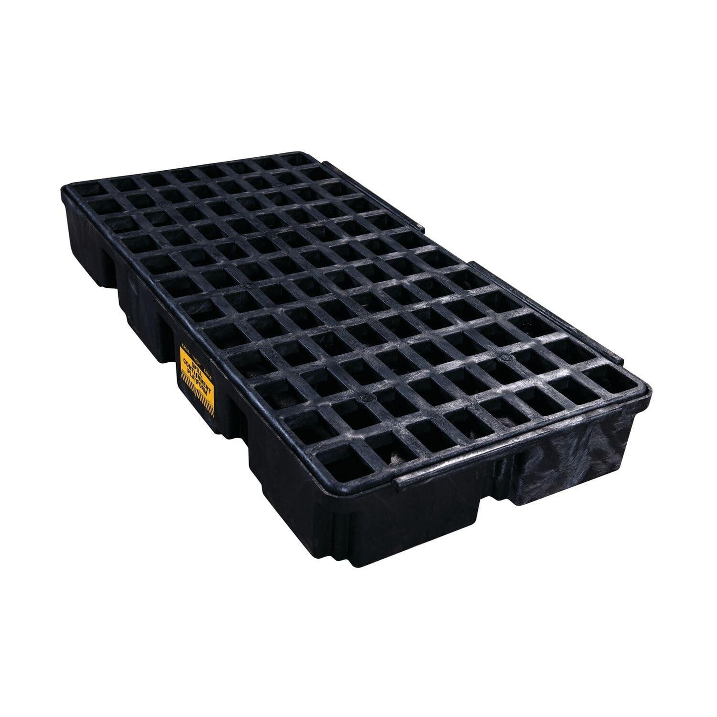 Eagle 2 Drum Spill Platform with Drain and Forklift Pockets, 26.25"x51"x6.5", 30 Gallon Sump, 5,000 lbs. Load Capacity Containment Tray, Made in USA, Black, 1632BD