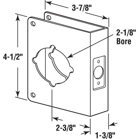 Prime-Line MP10852 Lock and Door Reinforcer, 2-1/8 In. x 2-3/8 In. x 1-3/8 In., Stainless Steel (Single Pack)